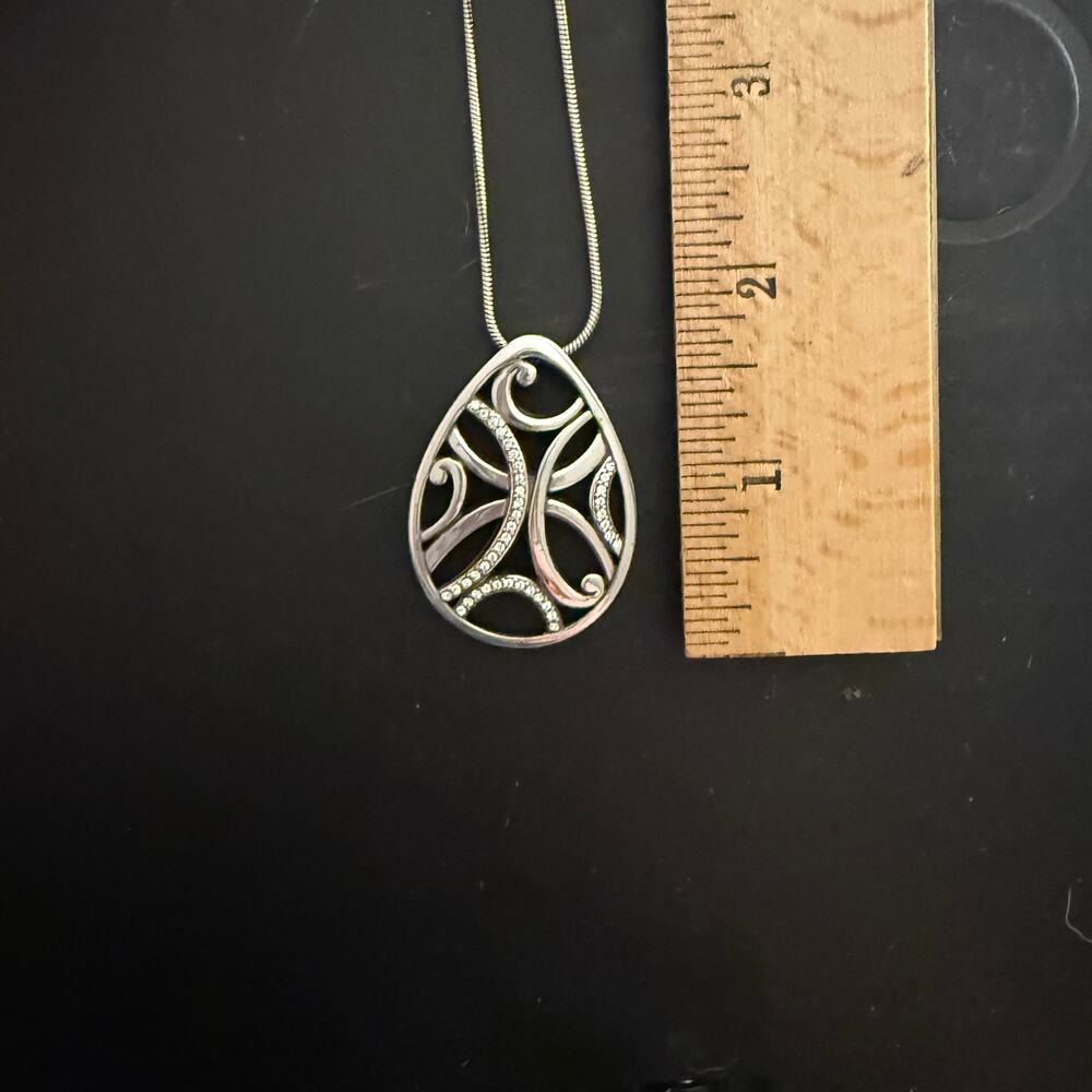 Brighton Euc Teardrop Pendant - Scrolls With Crys… - image 2
